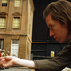 Director Wes Anderson works on a stop-motion scene.